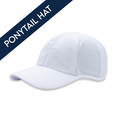 Blank Slate Ponytail Hat, all white - front view