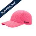 Neon Flash Pink Ponytail Hat with reflective lightning bolt print - front view