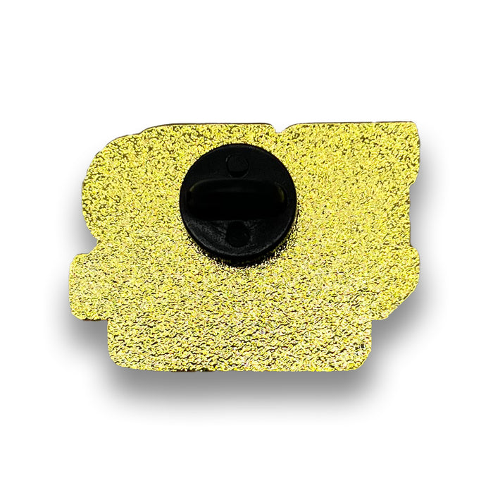 PR Enamel Pin - back view showing pin backing