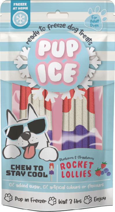 PUP ICE ROCKET LOLLIES STRW/BLUBRY