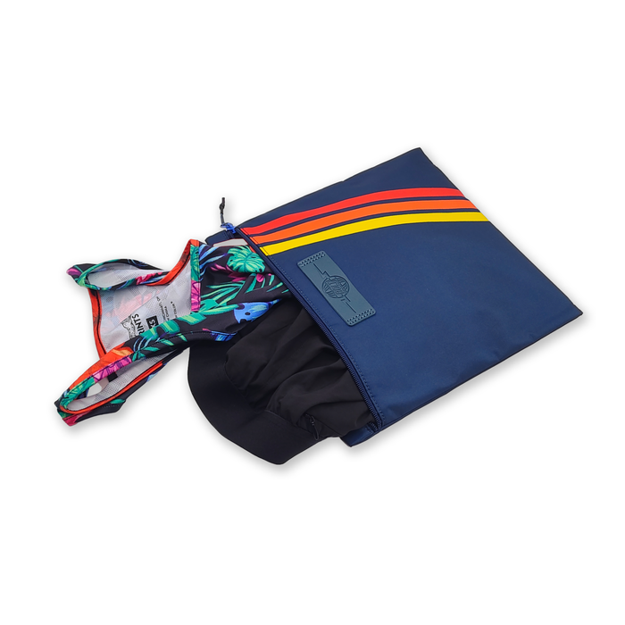 Racing Stripes Wet Bag holding wet clothes