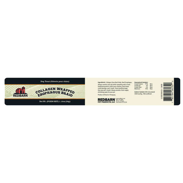 Redbarn Collagen Wrapped Esophagus Braid Dog Treats