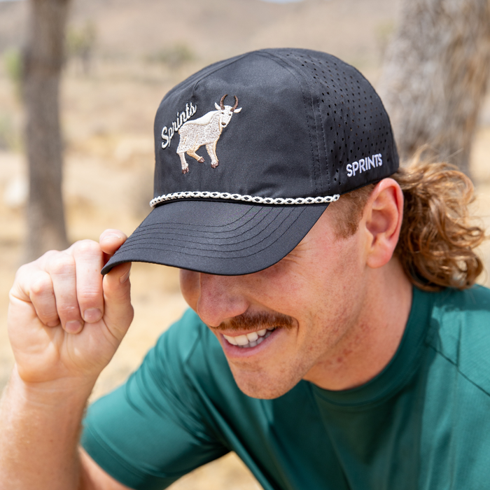 Ridgewalker EZ Rope Snapback Hat with mountain goat graphic - front view