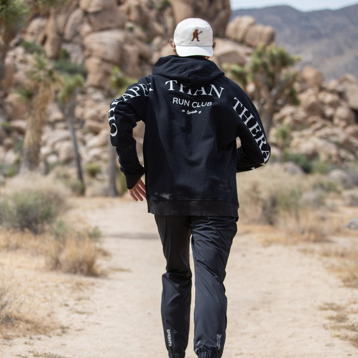 Run Club Oversized Hoodie - Cheaper than Therapy - Black