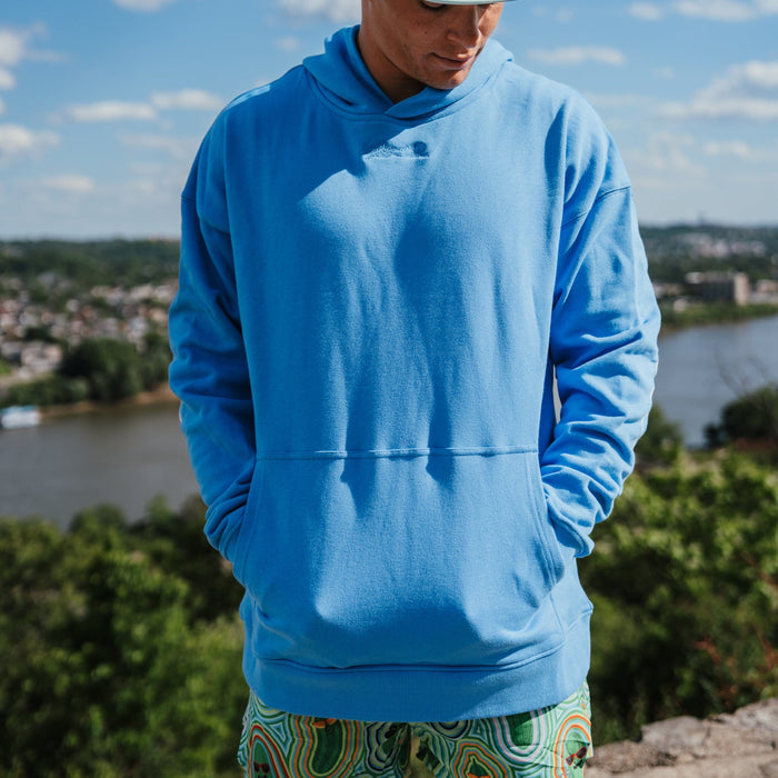 Run Club Oversized Hoodie - Cheaper than Therapy - Blue