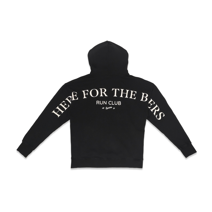Run Club Oversized Hoodie in Here for the Beers Black - back view