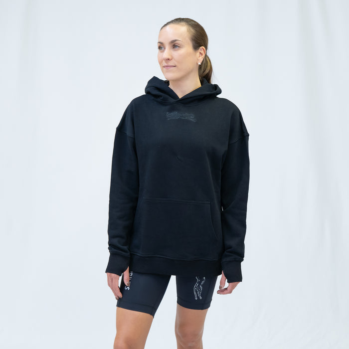 Run Club Oversized Hoodie - Here for the Beers - Black