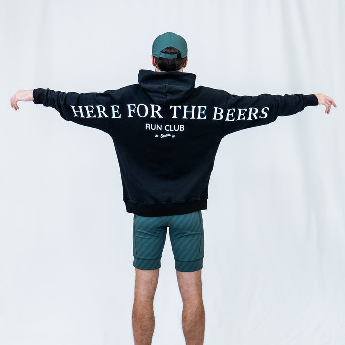 Run Club Oversized Hoodie - Here for the Beers - Black