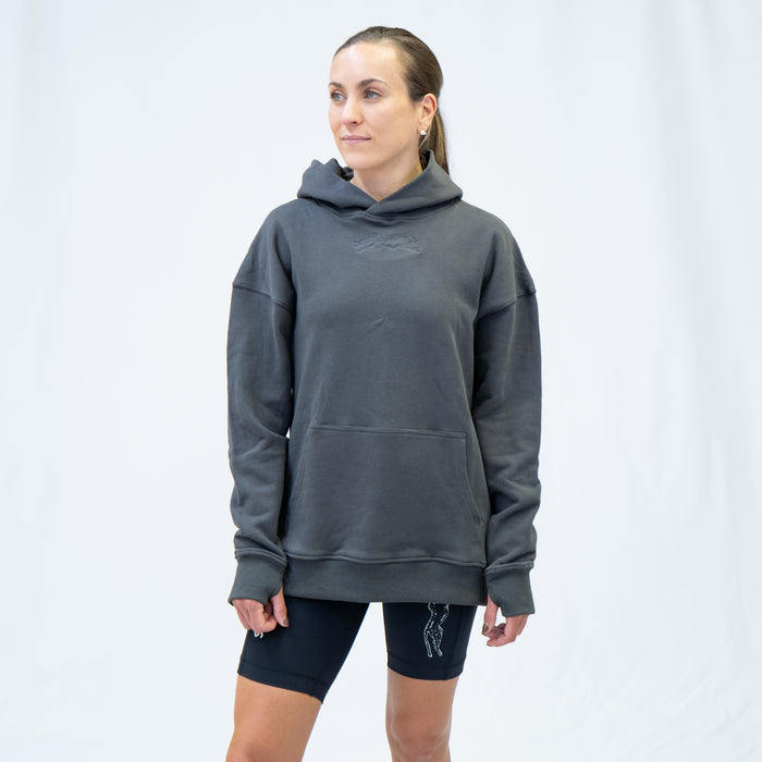 Run Club Oversized Hoodie - Hot Dads - Gray