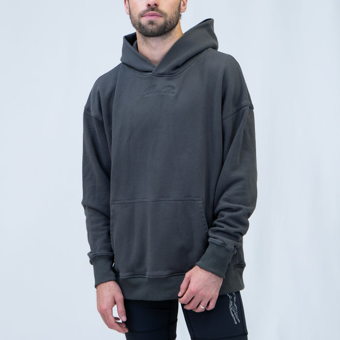 Run Club Oversized Hoodie - Hot Dads - Gray