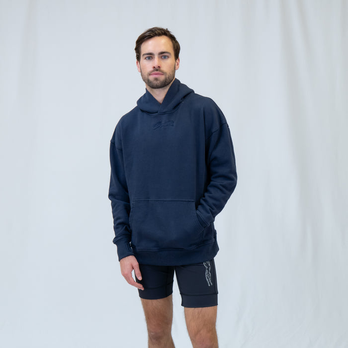 Run Club Oversized Hoodie - I'm Nicer After I Run - Navy