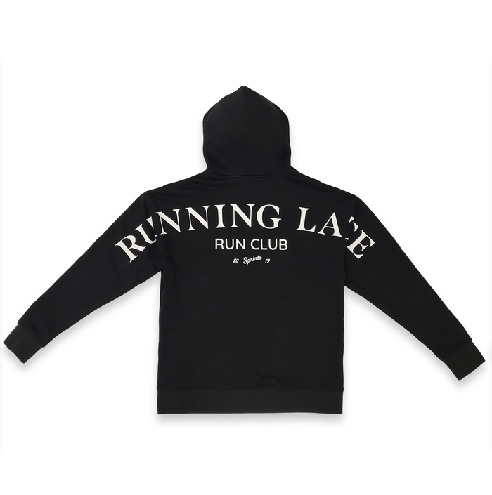 Run Club Oversized Hoodie in Running Late Black - back view