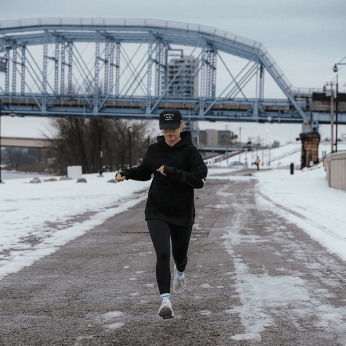 Run Club Oversized Hoodie - Running Late - Black