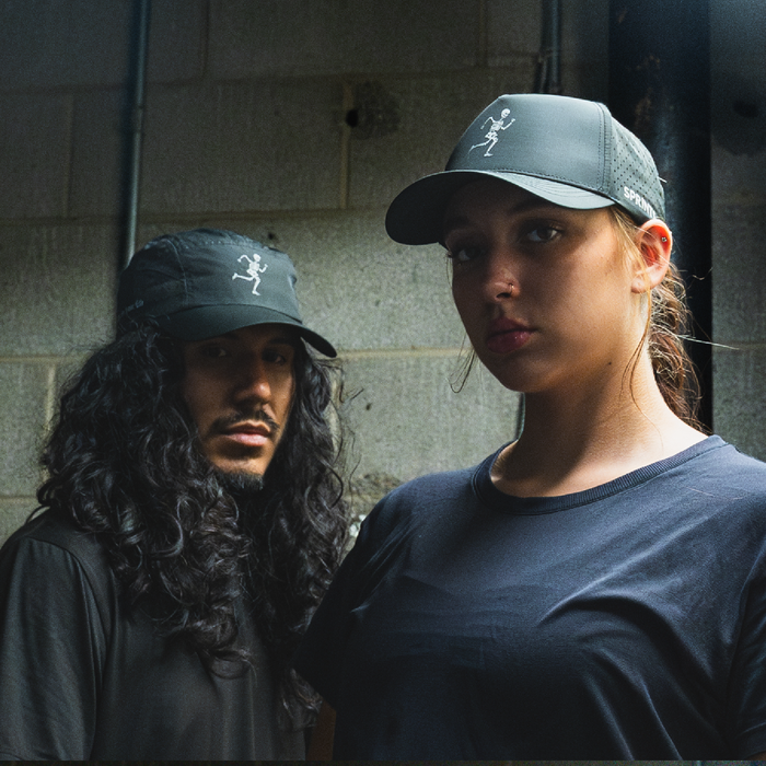 Run For Your Life Flash Reflective VP hat styled with Halloween-themed apparel
