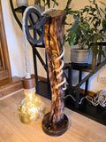 Rustic Apple Wood Pulley Lamp – Handmade Wooden Table Lamp