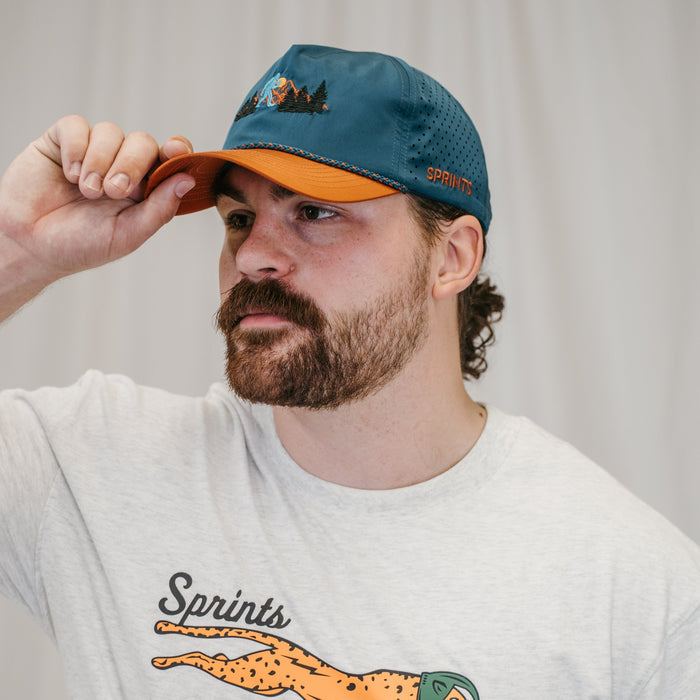 Runner wearing the Sasquatch EZ Rope Snapback Hat outdoors