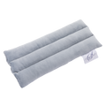 A rectangular, light gray Seat Belt Pillow with three sections and a small white tag showing a logo and text. Designed for chest support during surgery recovery, it is displayed on a plain white background.