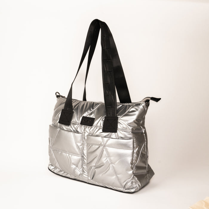 Silver Tote Bag – Shimmering & Spacious – Elegant Jewelry for Pageants and Events
