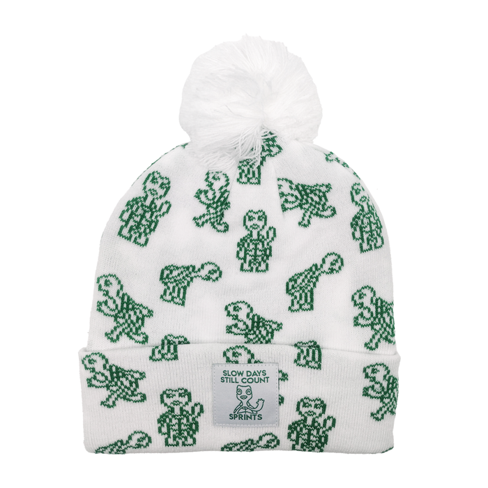 Slow Days Winter Hat with turtle graphic - front view
