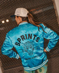 Person wearing the Sprints Running Supply Co Bomber Jacket