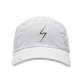 St. Regis Release HyperG Hat in white with reflective lightning bolt, front view