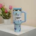 Stanley Light Blue Floral Tumbler – Elegant Jewelry for Pageants and Events