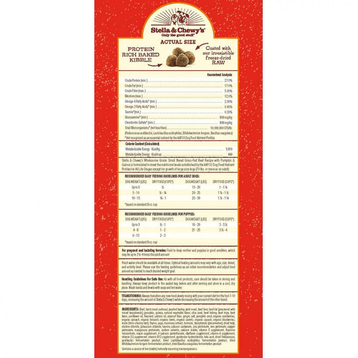 Stella & Chewy's Raw Coated Kibble with Wholesome Grains Beef, Pumpkin & Quinoa Recipe Small Breed Dry Dog Food