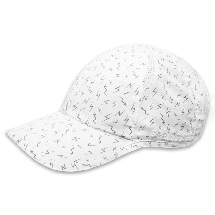 Supercell Flash Reflective OG hat, white with reflective lightning print - side view