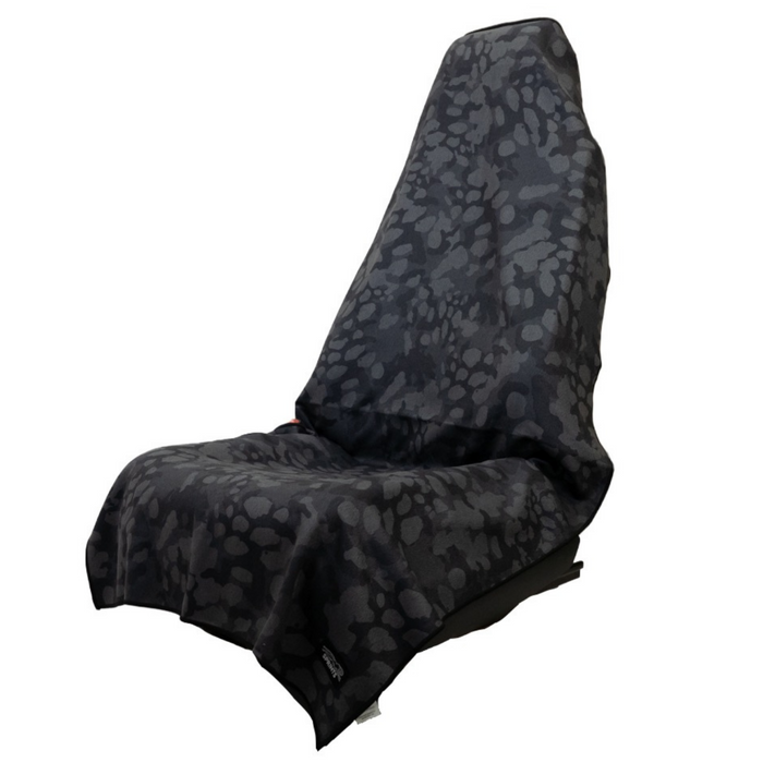 The Range Camo Midnight Car Seat Cover Towel with Snaps - flat lay