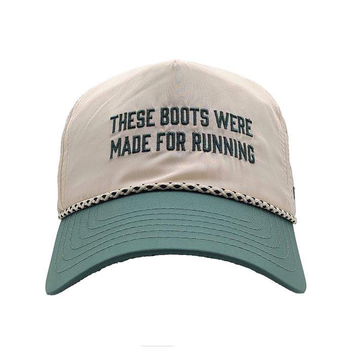 These Boots Were Made For Running EZ Rope Snapback, cream crown with green bill