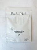 A set of 5 single-serving Travel Packs labeled SULINU Before + After Vitals with vanilla flavor and a minimalist, silver-accented design lies on marble—ideal as a pre and post-surgery supplement for wound healing.