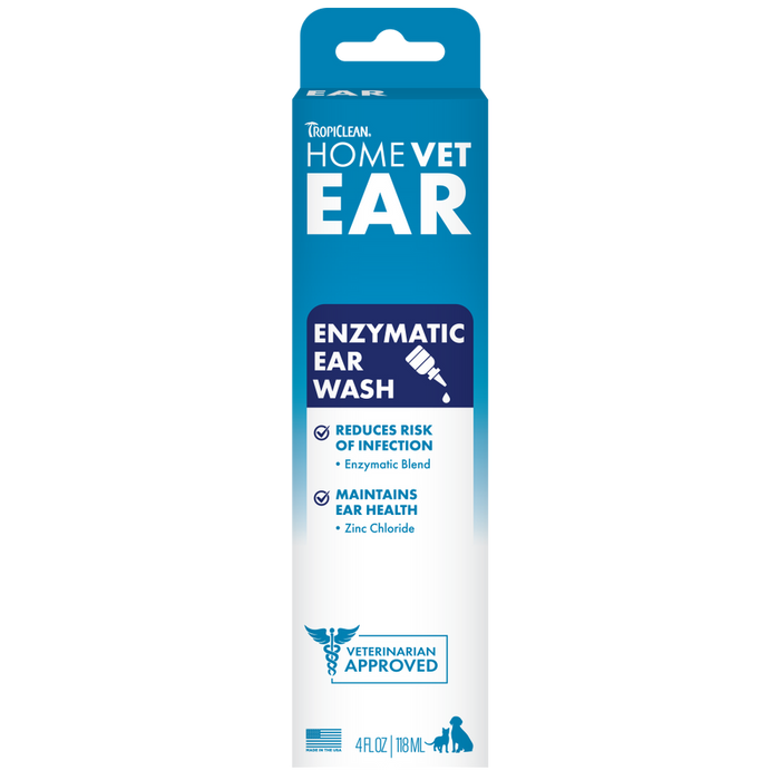 TropiClean HomeVet Enzymatic Ear Wash for Cats & Dogs