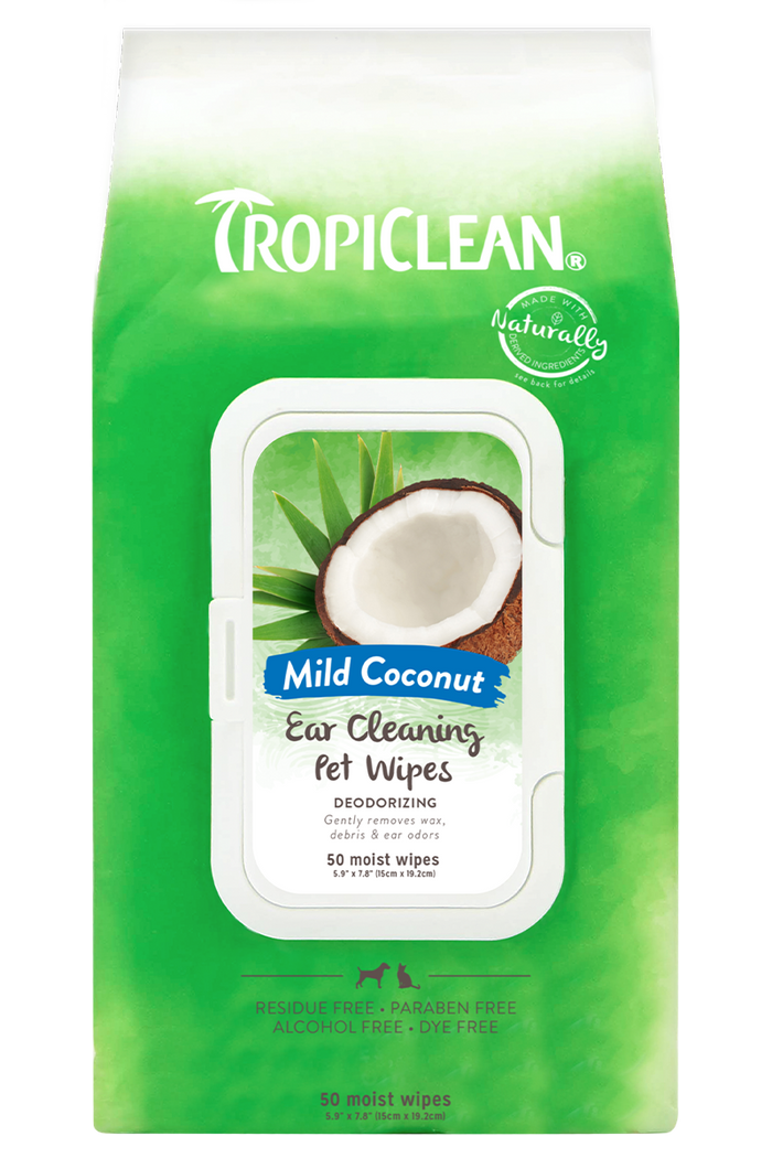 TropiClean Mild Coconut Ear Cleaning Wipes for Pets