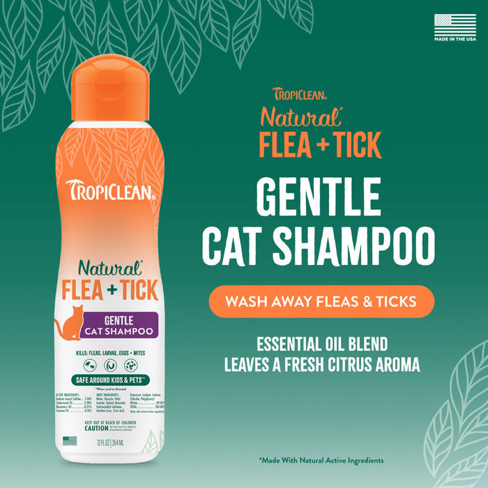 TropiClean Natural Flea + Tick Gentle Cat Shampoo