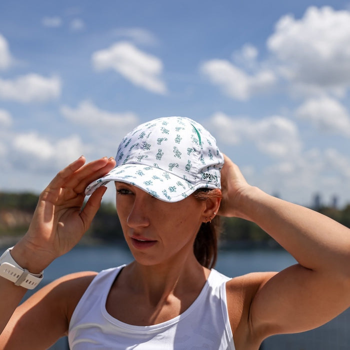 Runner wearing the Turtles OG Hat, front view