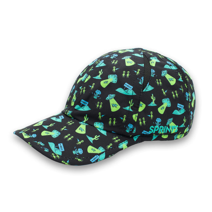 Uninvited Alien Antics OG hat with alien print - side view