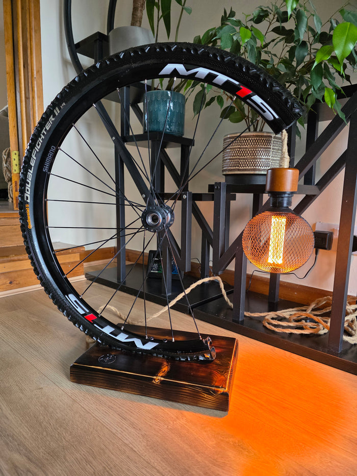 Upcycled Bicycle Wheel Floor Lamp – Handmade Industrial Lighting
