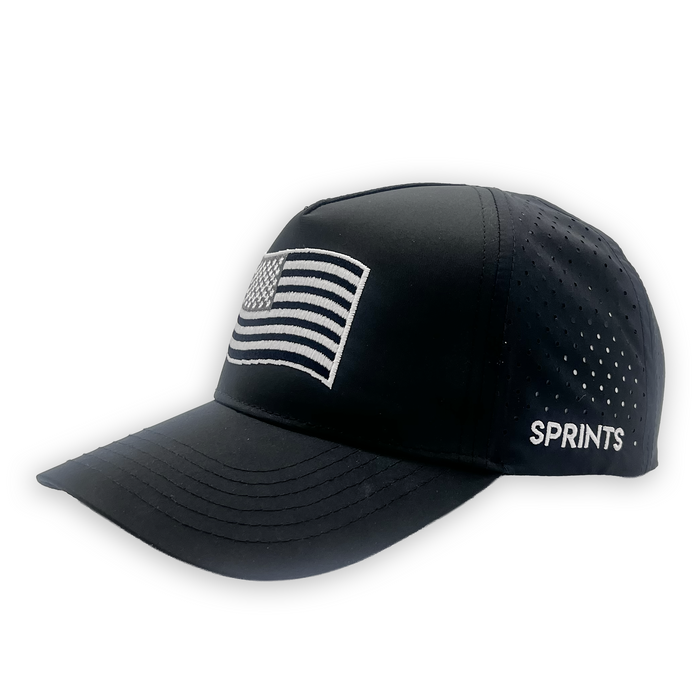 Close-up of the USA Shadow Noir Structured VP Hat
