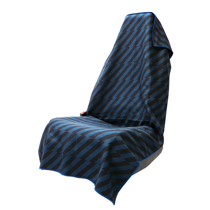 Velocity Blitz Blue Car Seat Cover Towel with speed squiggle print