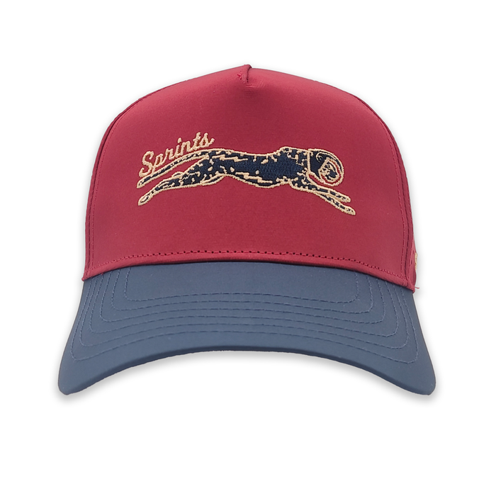 Victory Sprints Bloodline Structured VP hat, merlot and navy two-tone - front view