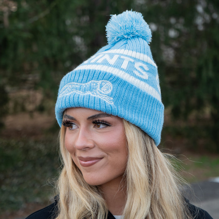 Person wearing the Victory Sprints Classic Winter Hat in Blue