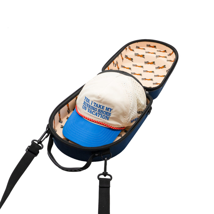 Victory Sprints Hat Carrying Case, open showing hat storage