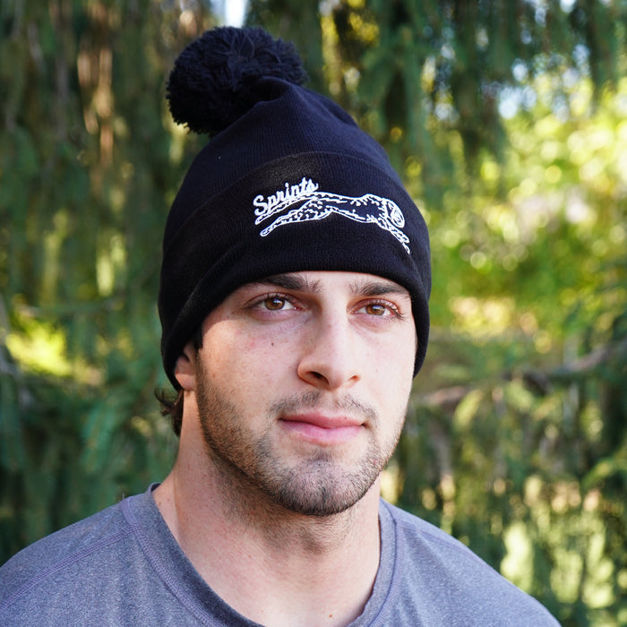 Person wearing the Victory Sprints Winter Hat, close-up