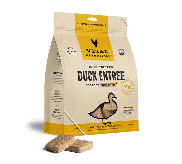 Vital Essentials Freeze-Dried Raw Duck Entrée Mini Patties Dog Food