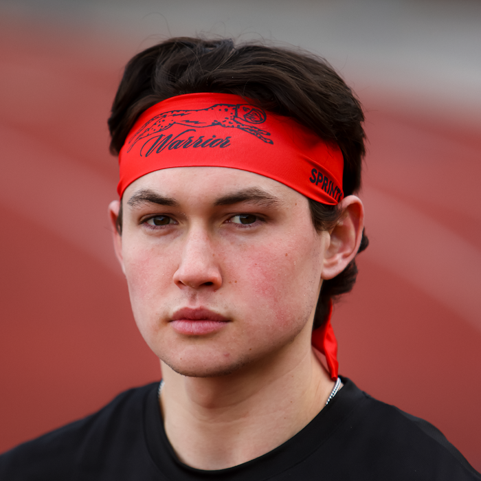Person wearing the Warrior Wrap Fire Headband