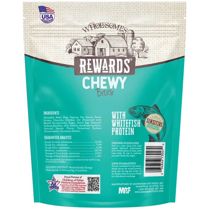 Wholesomes Rewards Chewy Whitefish Bites For Dogs