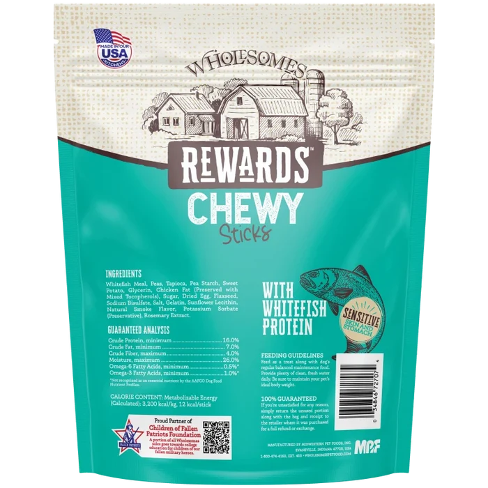 Wholesomes™ Rewards Chewy Whitefish Sticks Dog Treats