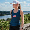 Womens Core Zero Running Tank, USA Navy - front view
