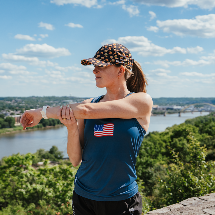 Womens Core Zero Running Tank, USA Navy - back view