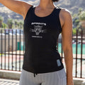 Woman wearing the Core Zero Running Tank in Vault Jag Black